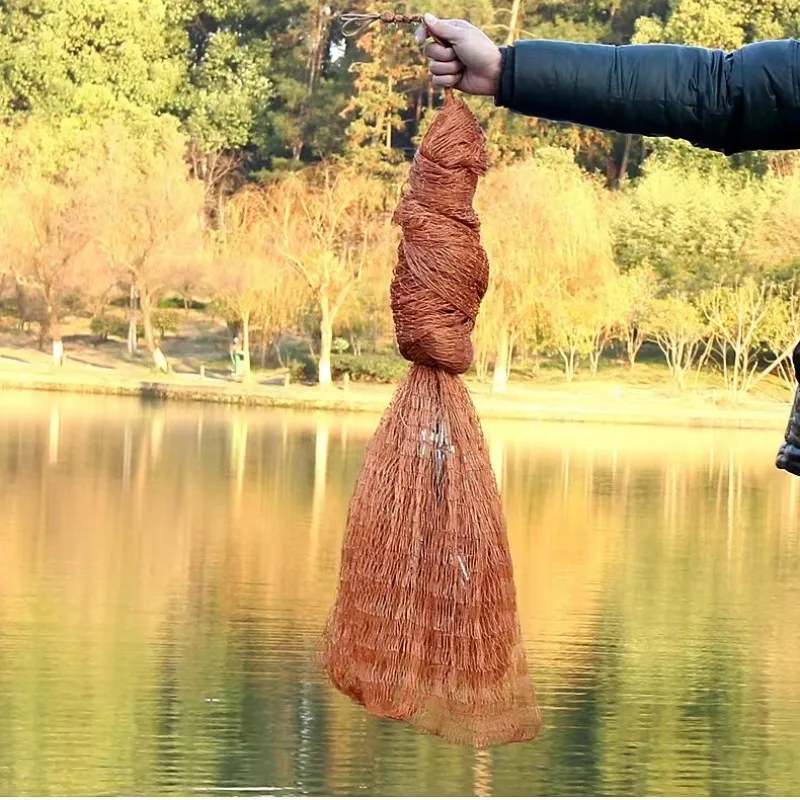 Style Multifilament Nylon Fishing Net Hand Throw Casting Net with Steel Sinker and Double Knot Drawstring Cast Net