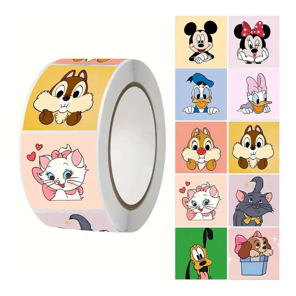 500 Stück/Rolle Disney Cartoon Mickey Mouse Siegelaufkleber, niedliche Chip & Dale Dekorationsaufkleber, lustige Anime-Aufkleber, Belohnungsgeschenke