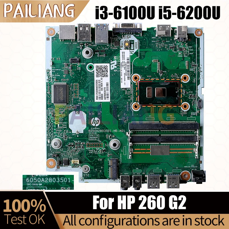 

For HP 260 G2 Notebook Mainboard Laptop 6050A2803501 i3-6100U i5-6200U 843379-601 843379-602 Motherboard Full Tested