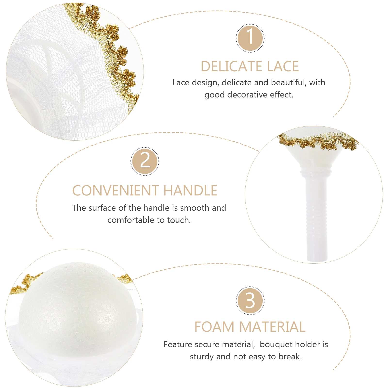 

1 Set Wedding Holder Floral Handle Bridal Flower Support Lace Bouquet Collar Diy Bouquet Holders Floral Flower Handle Holder For