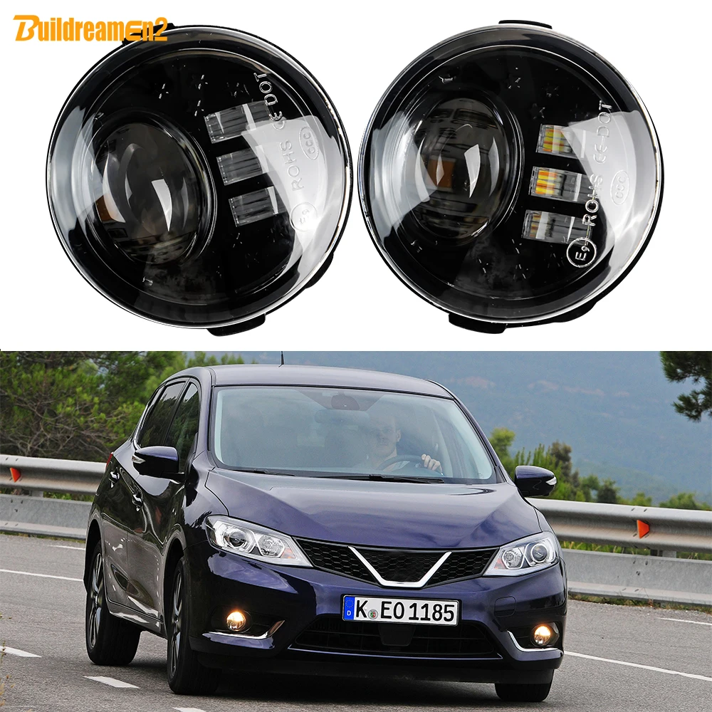 2 X H11 LED Fog Light Assembly DRL Car Fog Daytime Running Lamp Styling For Nissan Pulsar C12 Hatchback 2013 2014 2015 2016