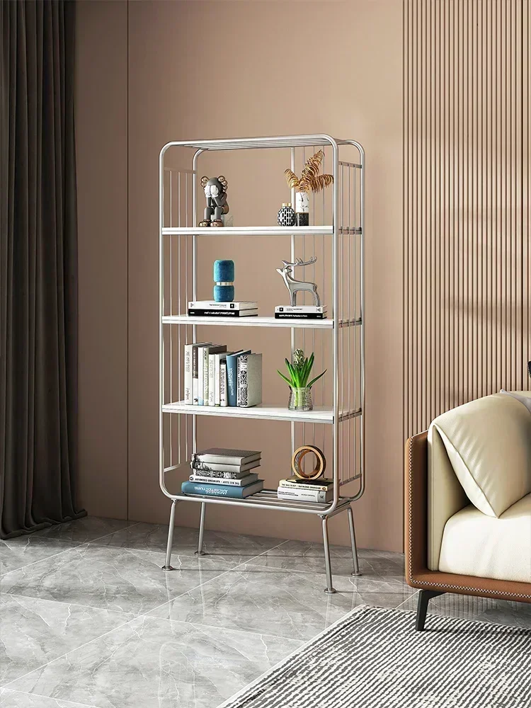 Luxury Bookshelf Storage Rack Nordic Floor To Ceiling Multi-layer Wrought Iron Display Rack Art Living Room Study