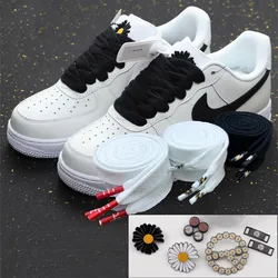 Individual Pattern High-top Canvas Sneakers AF1 Shoelaces Little Daisies Cartoon Printing Fashion Women Men Shoelaces Dropship