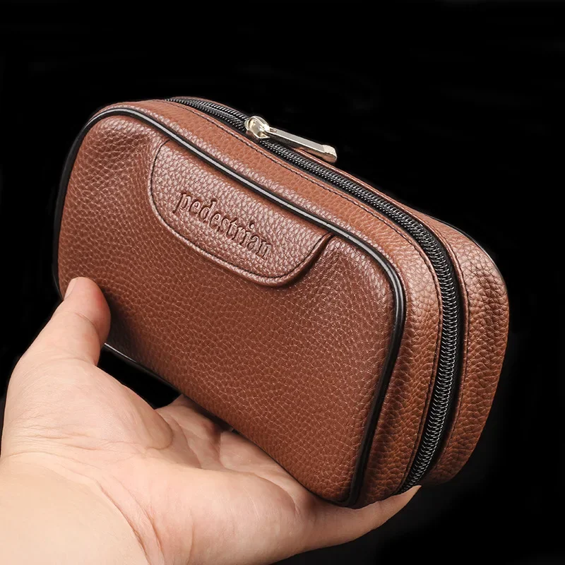 Leather Tobacco Smoking Pipe Bag for 2 pipes Portable Herb Tobacco Smoking Pipe Case Smoking Accessories Tools