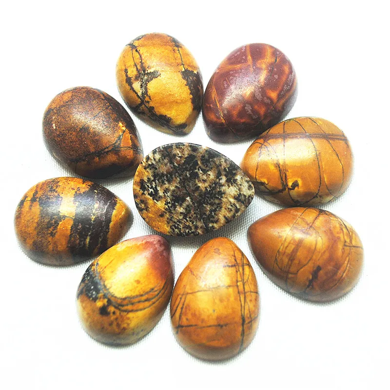 10PCS NATURE BROWN JASPER CABOCHONS DROPWATER SHAPE 13X18MM 18X25MM DIY JEWELRY ACCESSORIES