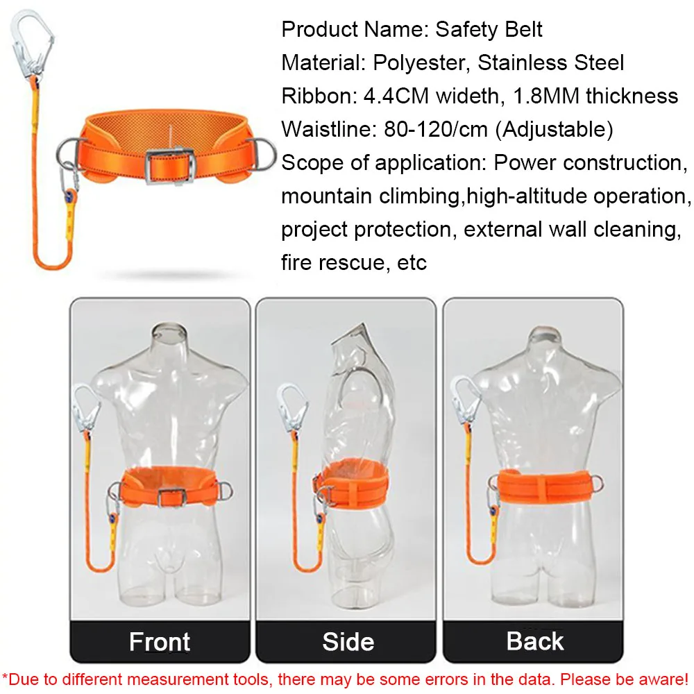 Single Waist Work Safety Belt High-altitude Harness Outdoor Climbing Training Electrician Construction Protective Safety Rope