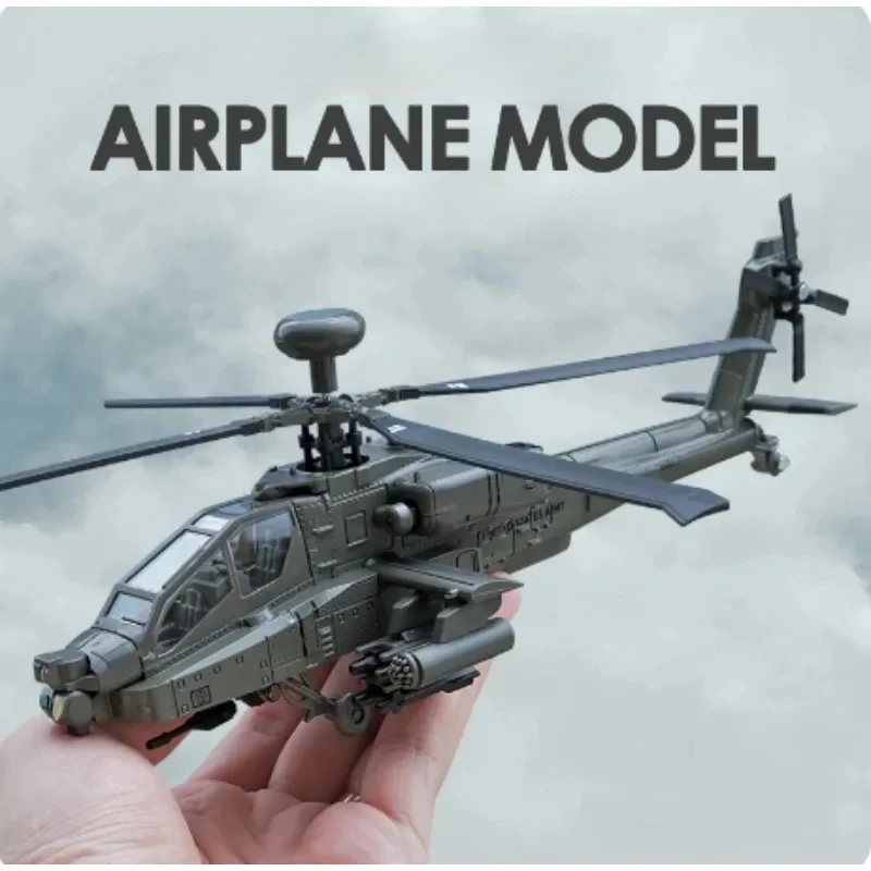 1/32 Apache Armed Helicopter Alloy Diecast Airplane Model Toy Simulation Sound Light Airplane Model Collection Boy Holiday Gifts