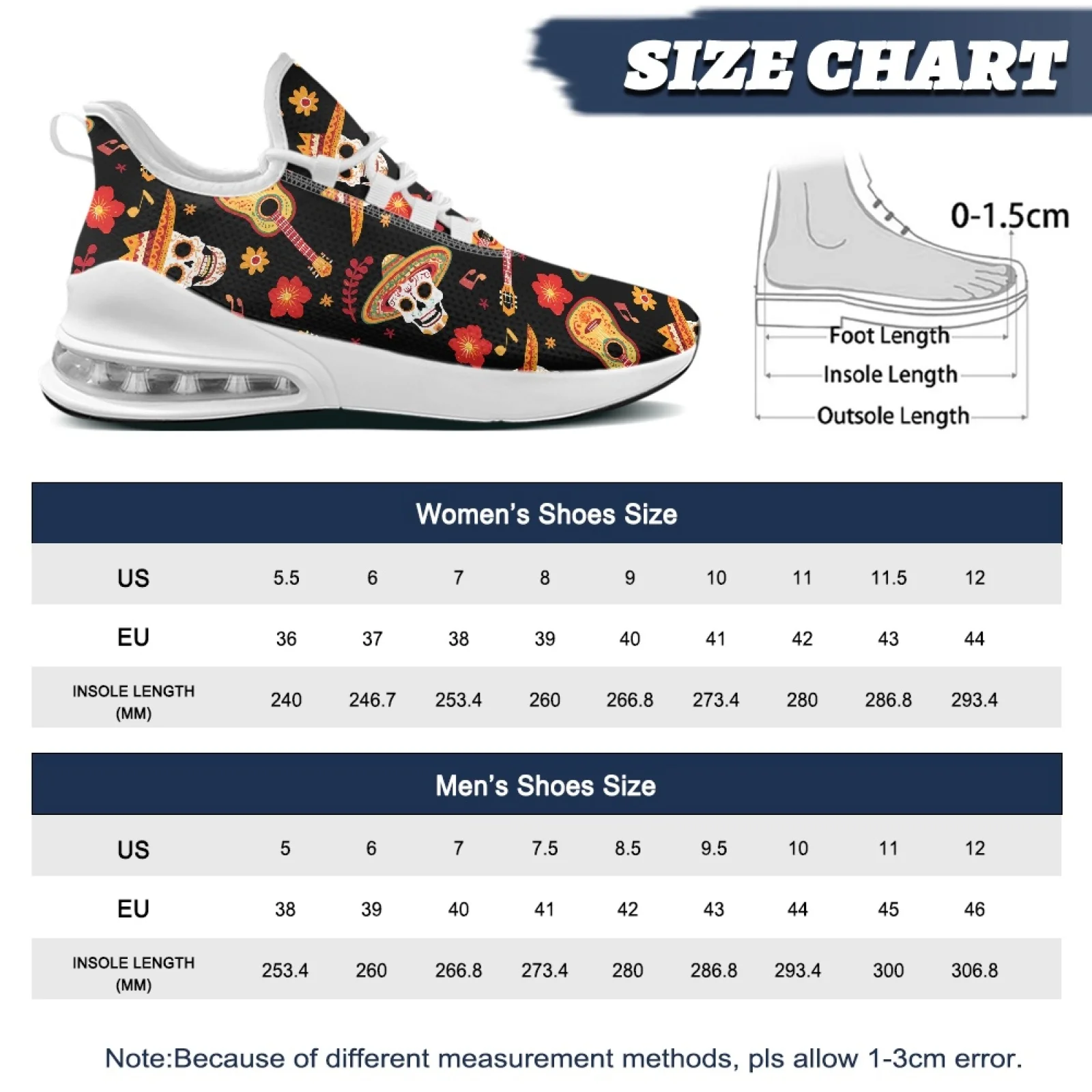 PENSTROLL Skull and Floral Fashion Womens Sneakers for Teenagers Walking Sports, Breathable Running Shoes for Women - view 4