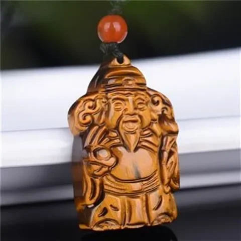 

Natural Tiger Eye Stone Jade God of wealth Pendant Necklace Fashion Charm Jewelry Carved Amulet Gifts Women Men Sweater Chain