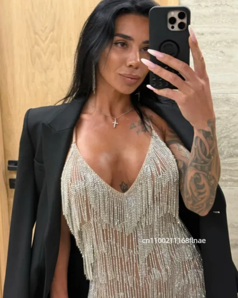 Female Latin Dance Performance Costume, Sexy Tassel Packaging, Big Diamond Tight Show Host, Singer Performance Costume