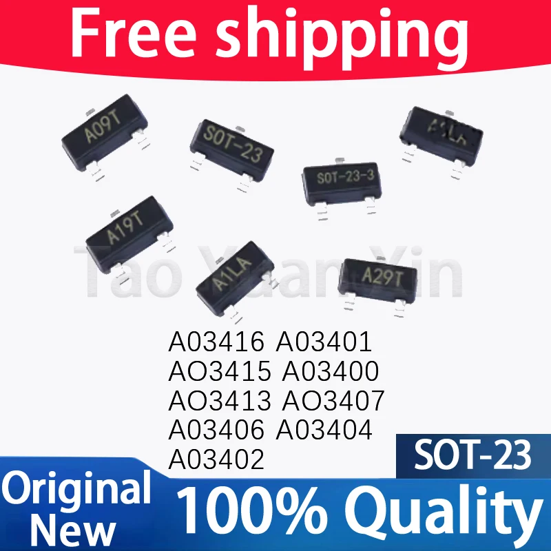 (100piece）100% New  AO3400 AO3401 AO3402 AO3404 AO3406 AO3407 AO3415 AO3416 AO3404 AO3406 AO3415 SMD Mosfet Transistor SOT-23  C