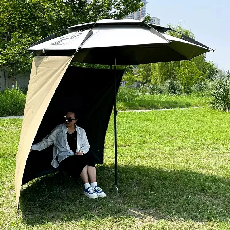 JMZ Universal Canopy Privacy Cover Apron Outdoor Fishing Camping Windproof Rainproof Sunproof Khaki Vinyl Cloth Universal Fit