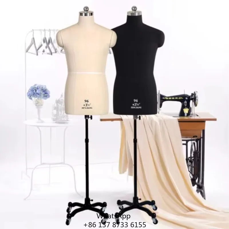 

White Male Mannequin Torso Dress Form Mannequin Upper Body With Universal Wheels Adjustable Stand For Sewing Dressmakers Dress