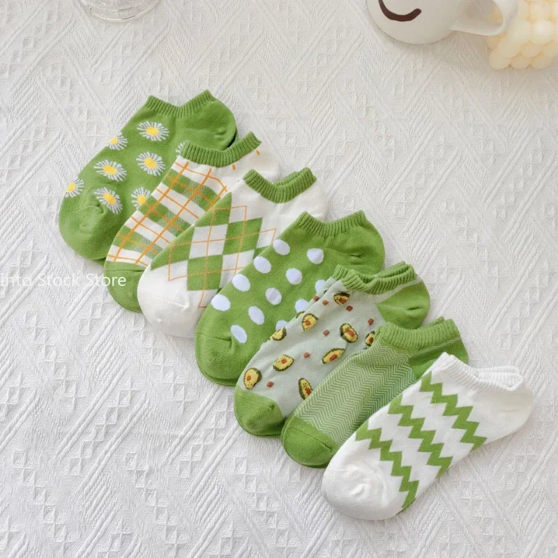 

Women Low Cut Ankle Socks Avocado Green Pure Cotton Summer Breathable