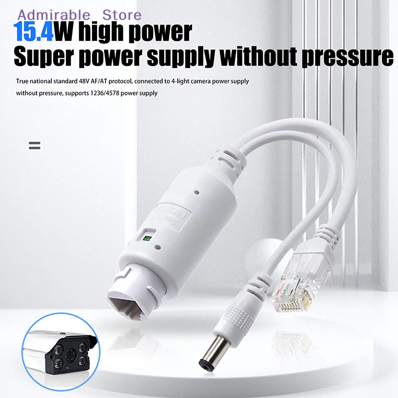 [W]1 Set Cable Supply Module Extender With 5.5x2.1mm POE Spliter 48V To 12V Video And Power Adapter For IP Camera Splitter Net