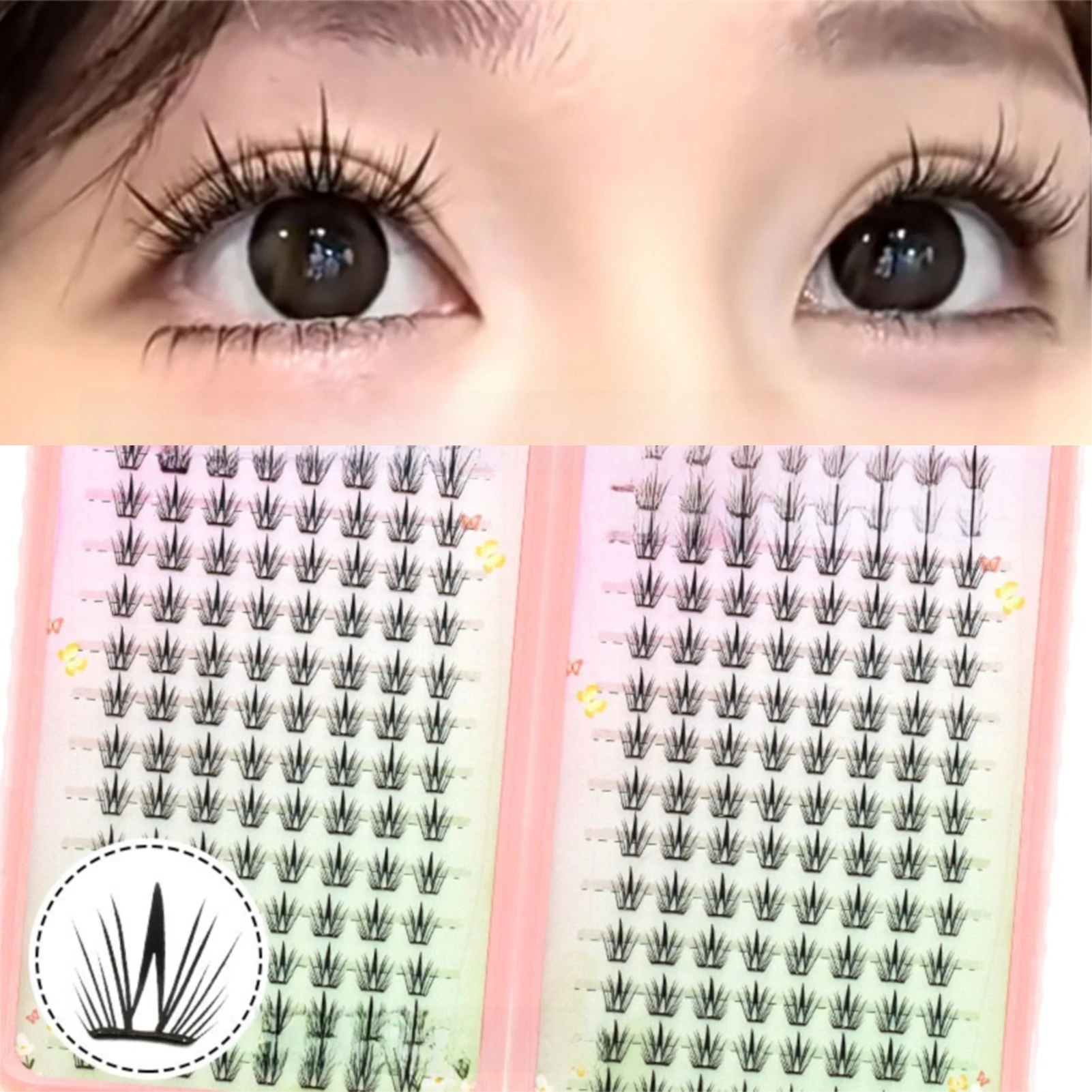 Magic Fairy No Glue False Eyelashes Large Capacity Manga Korean Style Eyelash Book 7 13mm Mixed Length C Curl Black Fiber Lashes