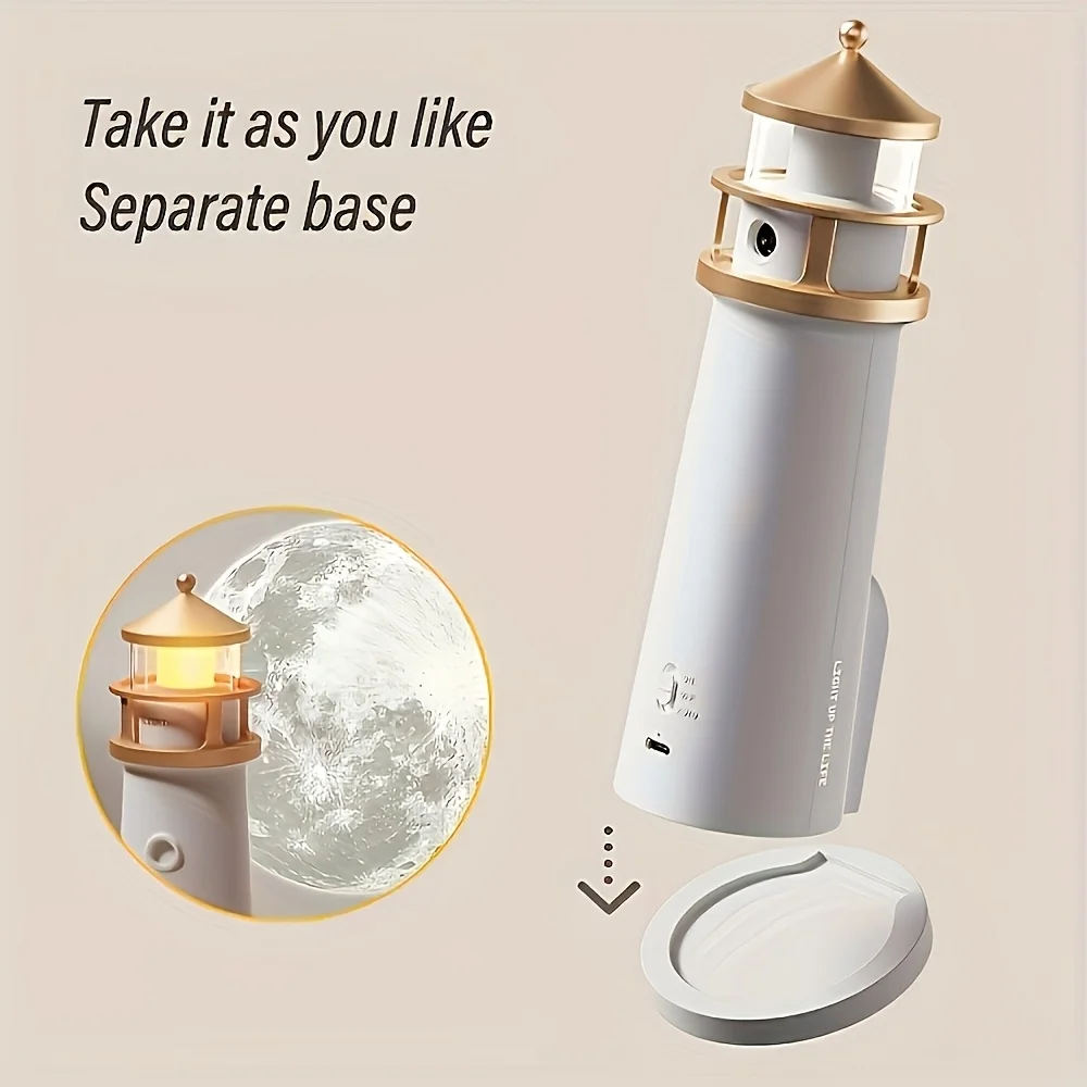 Moon Projection Night Lights Lighthouse Ambient Lights With Motion Sensor Aesthetic Desktop Decoration Light Christmas Gift