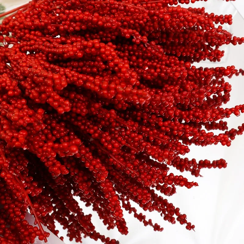 1/30x Artificial Berry Stem Branch Wreath Garland Vase Floral Arrangement Christmas Red Holly Berries Branch Home Table Ornament