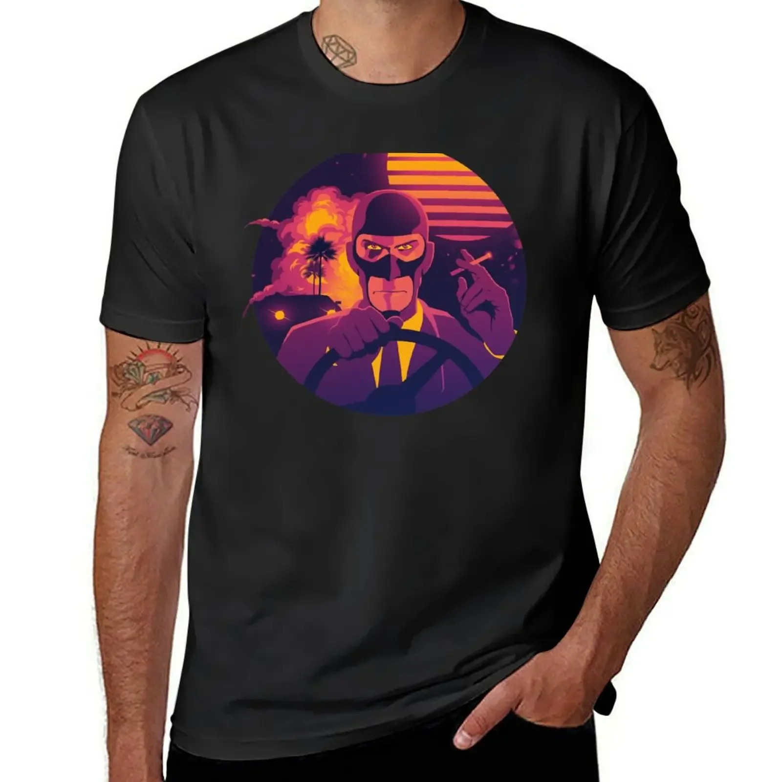 Team Fortress 2: Meet the Spy (Sunset) T-Shirt summer tops custom t shirt Men's clothing