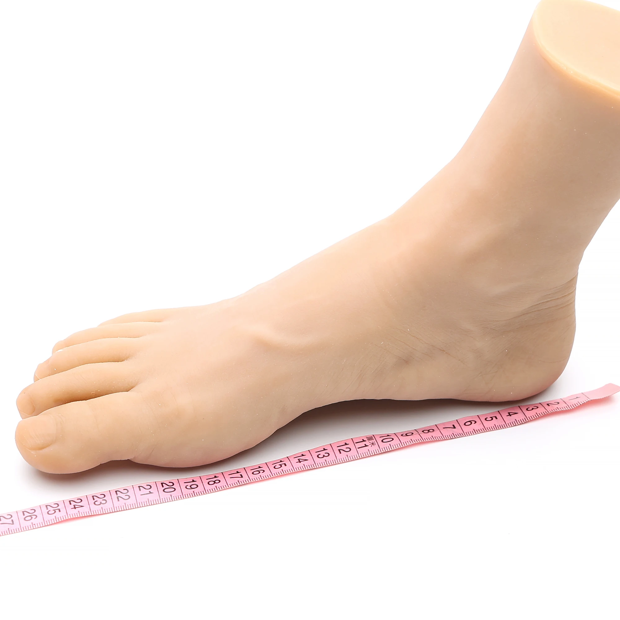 

TPE Male Silicone Foot Model Realistic Wheat Color Lifelike Foot Sculpture for Photography Display Props Fake Nail Art DIY 4302