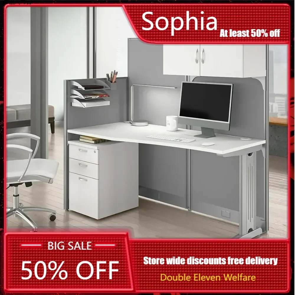 Business Furniture Office One Hour Upright Partitioned Desk with Storage Space, Drawers, and Organizer Office Furniture