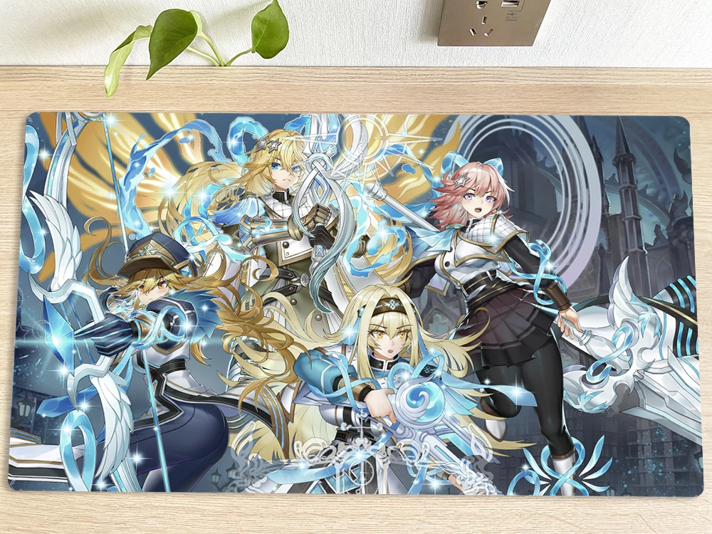 YuGiOh Table Playmat Exosister Girls TCG CCG Mat Trading Card Game Mat Mouse Pad Gaming Play Mat Free Bag