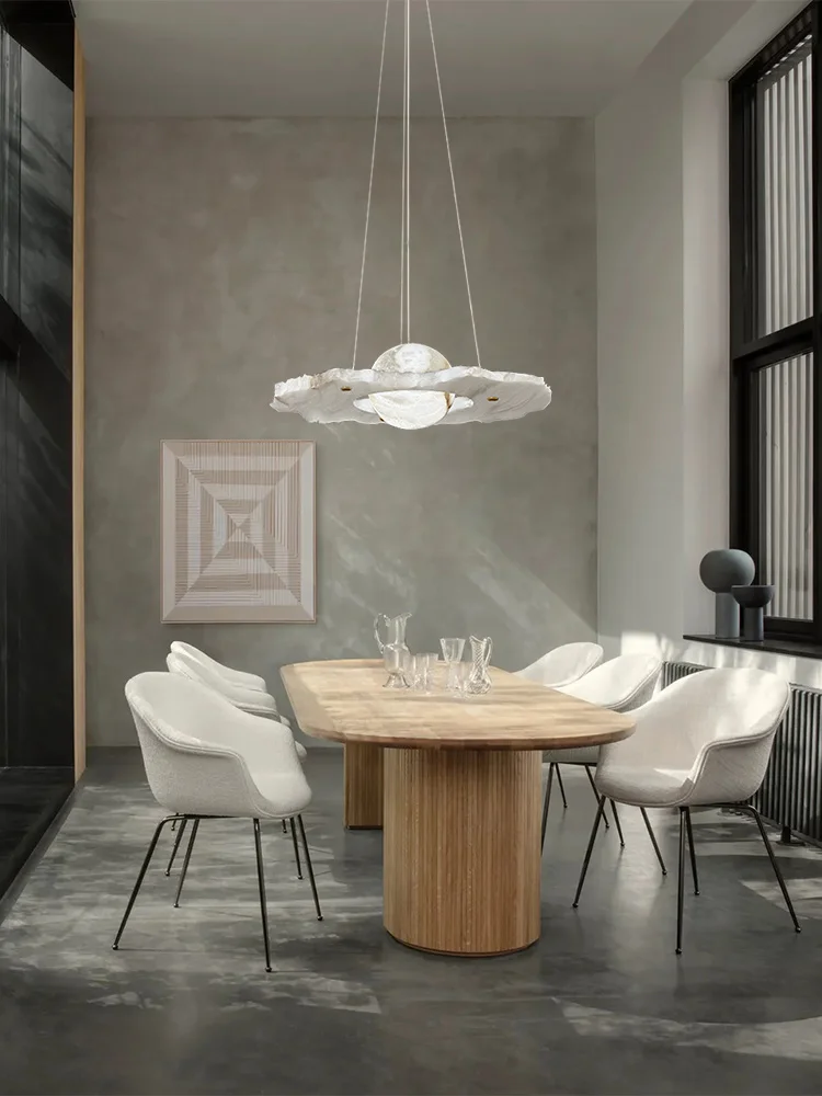 Nordic Modern Design Textured Understated Luxury Marble Pendant Lights Elegant Home-appliance LED Dimmable Lamps For Dining Room