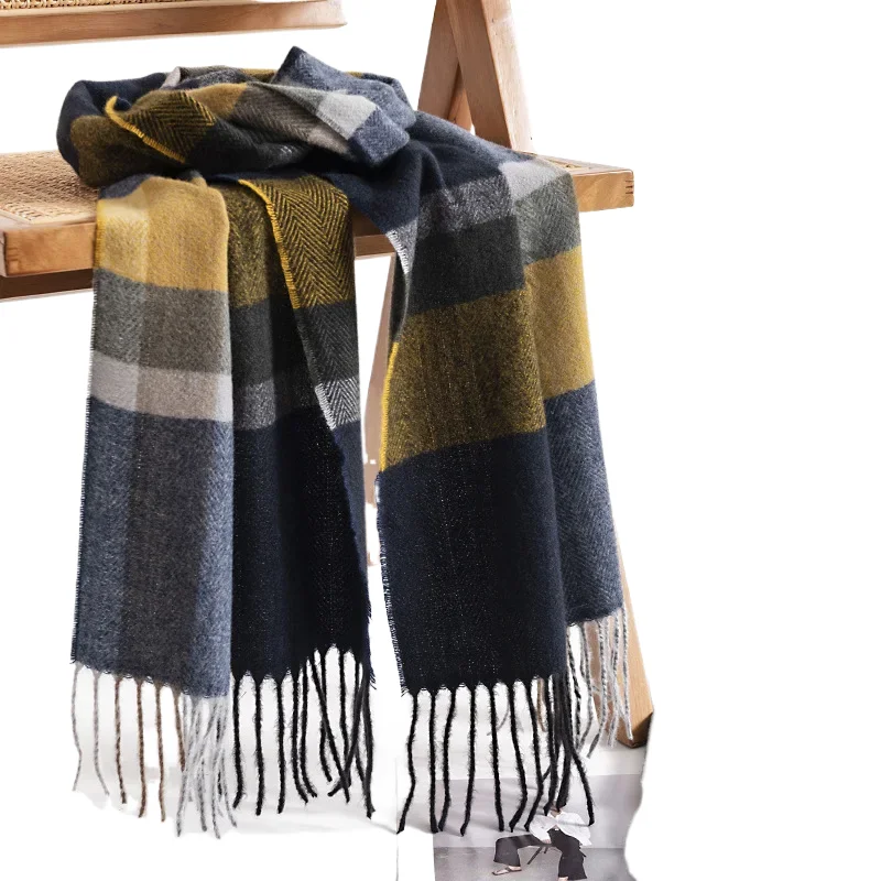 

Winter Trend Plaid Men's Scarf Cashmere European American Fashion Commuting Cold Neck Warm Shawl