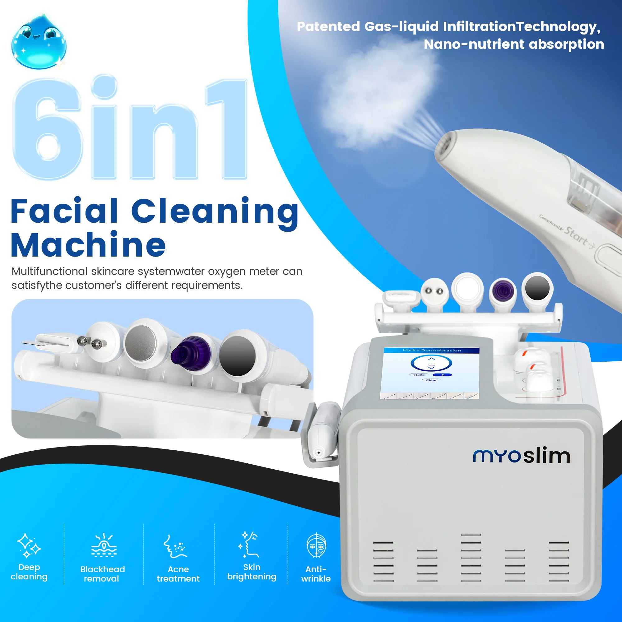 

Многофункциональный аппарат для гидромикродермабразии 6 в 1: аквапилинг, H2O2, кислородная струя, косметологическое оборудование для ухода за кожей лица