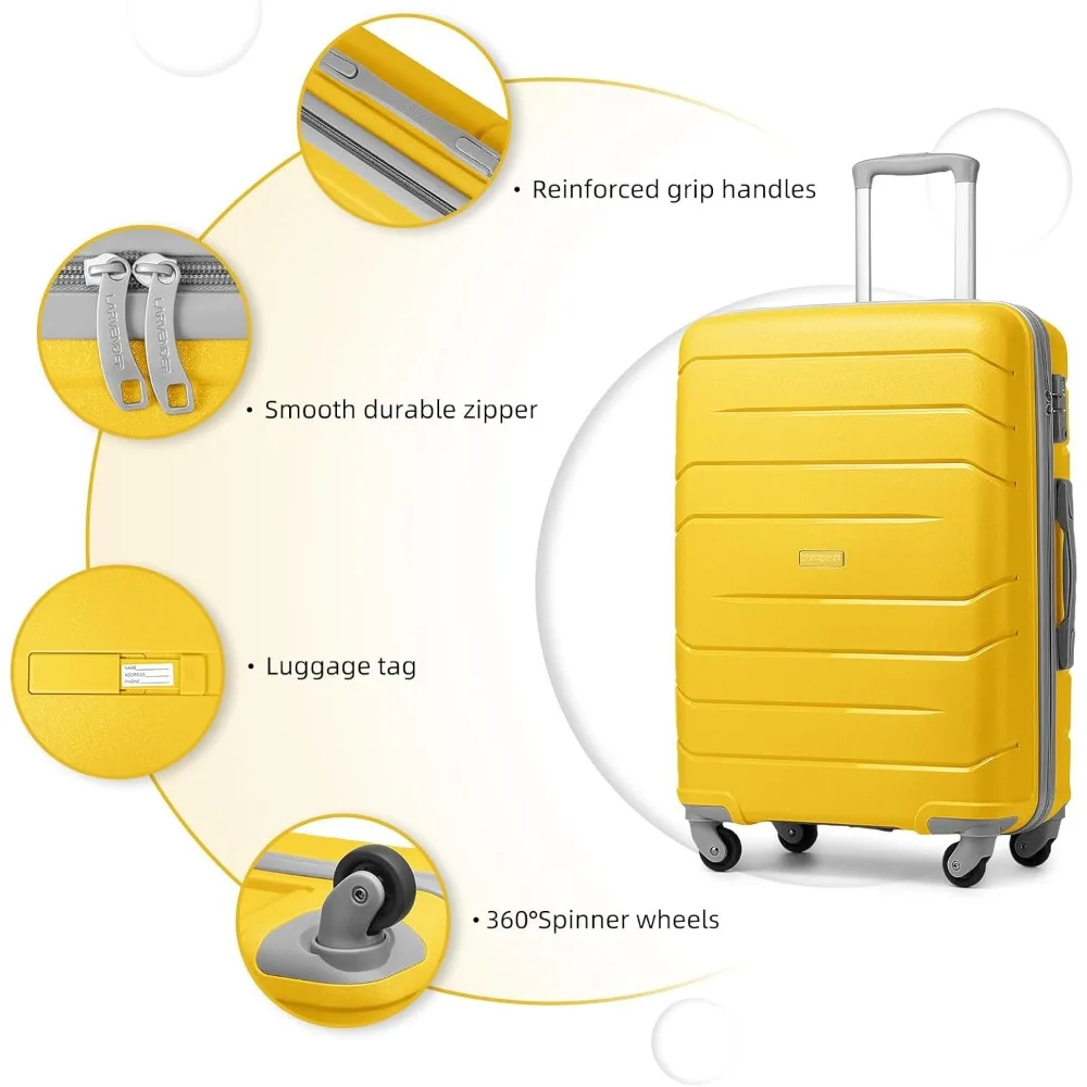 Women's 3-Piece Hard Shell Carry-On Luggage Set, 20 Inch Airline Approved Spinner Suitcase, 22x14x9 Inches with Long Tail Keywor