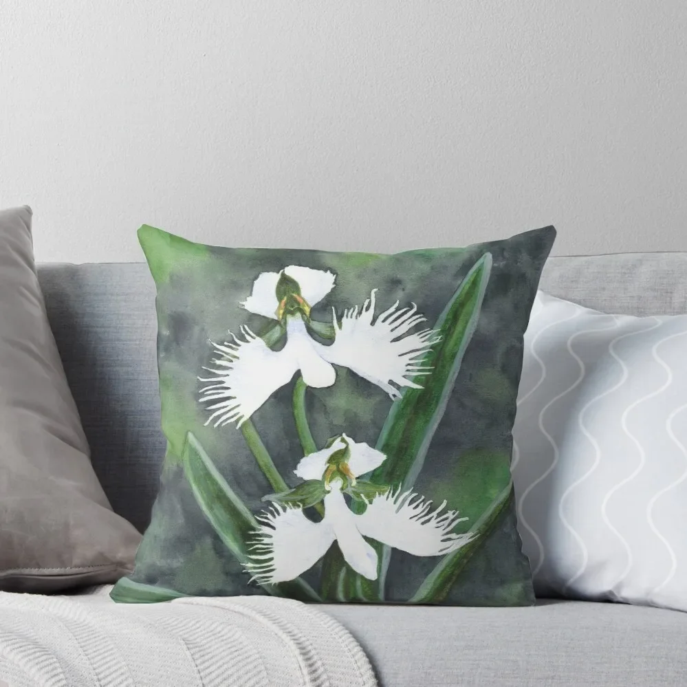 White egret orchid flowers (Habenaria Radiata) Throw Pillow Marble Cushion Cover Christmas Covers Cushions For Children pillow