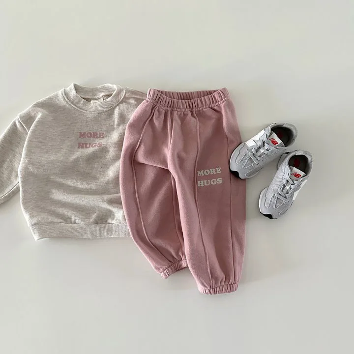 New Boys 2024 Kids Sports Suit Hoodie Set Children Clothes Cute Letter Long Sleeved Thickened Cotton Round girl neck set 2PCS