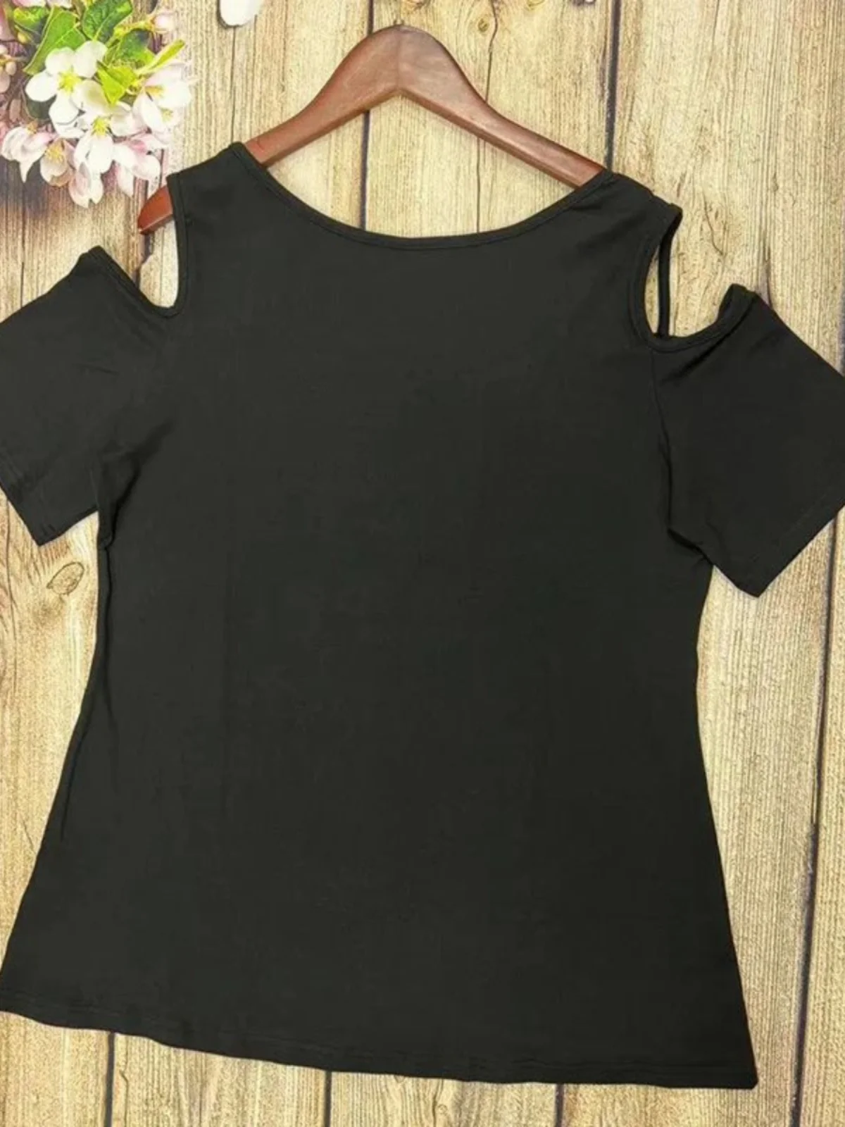 Haut évidé à épaules dénudées pour femmes, couleur rue, coupe ample, ort Sve, T-shirt rond d'été Ne