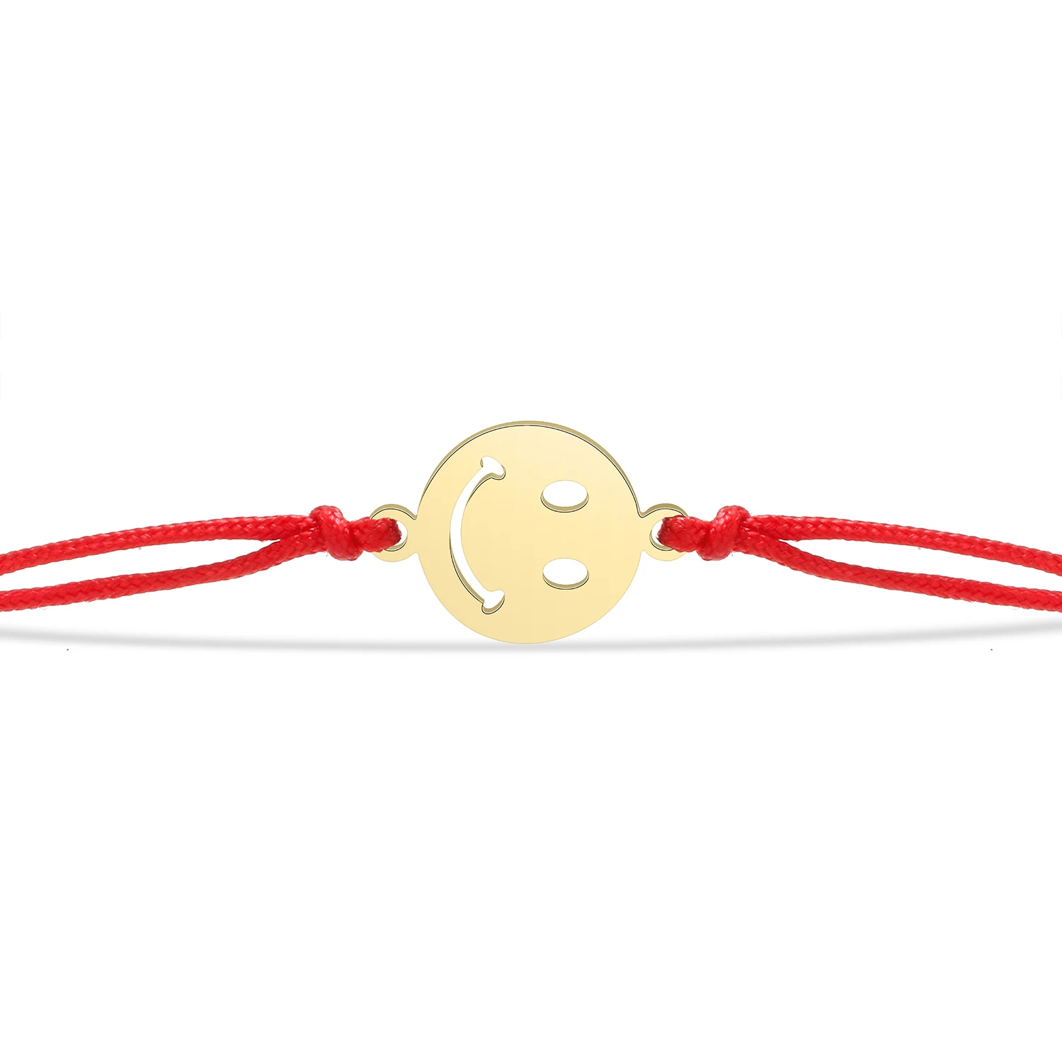 Gold-plated Stainless Steel Lovely Mini Smile Laugh Face Charm Bracelet Women Mike Life Happy Red String Handmade Jewelry Gift