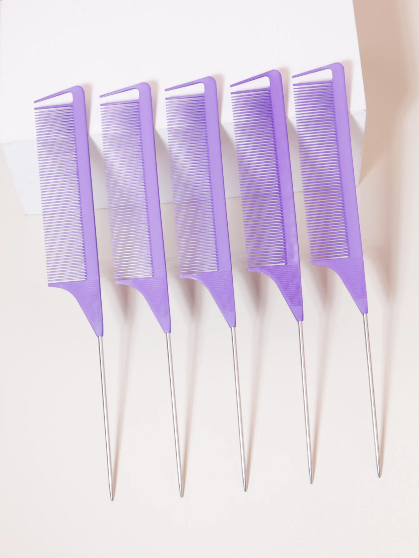 5pcs 스틸 바늘 마우스 테일 빗 세트, 눈물 치아 빗, 컬링, 땋기 및 스타일링에 적합, 모두에게 적합