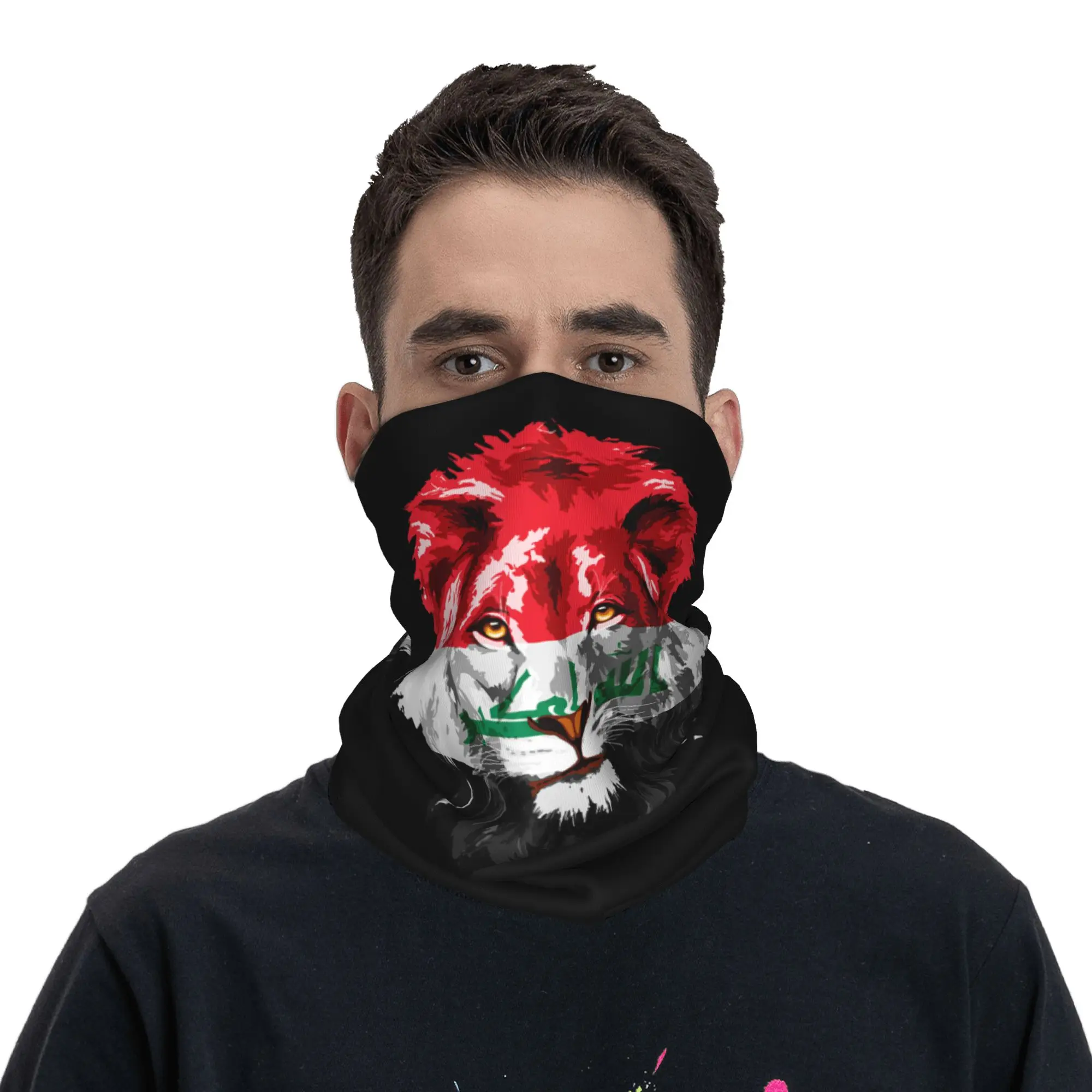

Iraqi Flag Iraq Pride Lion Face Iraq Flag Bandana Neck Cover Printed Balaclavas Magic Scarf Multi-use Headwear Unisex Adult