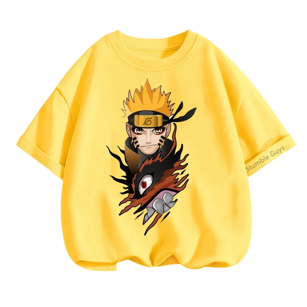 Summer Narutos T-shirt Children's Street Wear Round Neck Short Sleeve 3d T-shirt Top Funny Cartoon Boys Sasuke Kakashi T-shirt