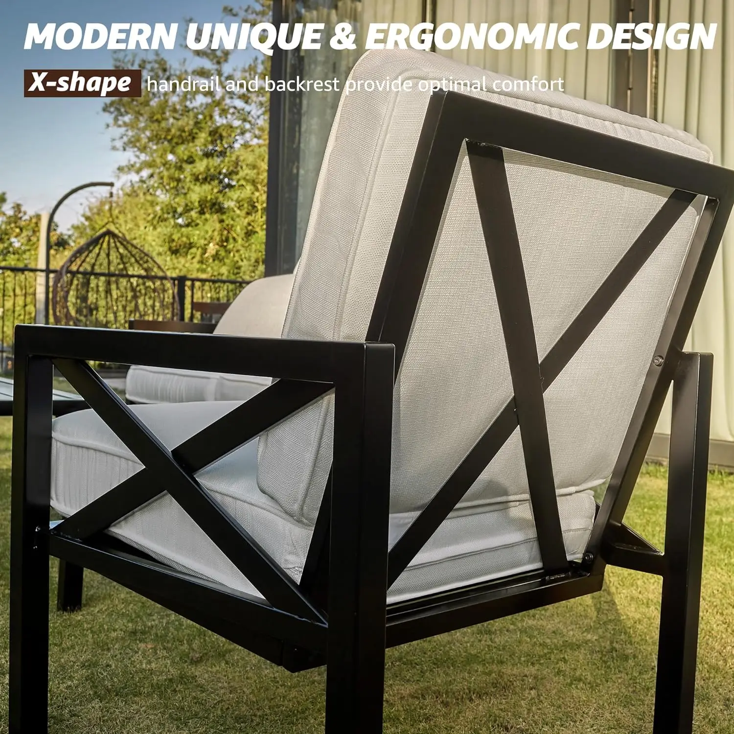 4-częściowy zestaw mebli ogrodowych na patio, nowoczesne zestawy do rozmów na patio, metalowa sofa segmentowa na zewnątrz z poduszką 5,5 cala