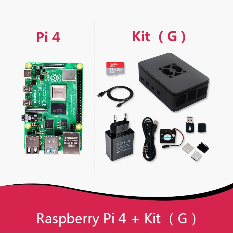 Официальная оригинальная Raspberry Pi 4 Model B 4b, макетная плата или комплект (G) ОЗУ 1 ГБ, 2 ГБ, 4 ГБ, 8 ГБ, процессор Core 1,5 ГГц, 3 скорости по сравнению с Pi 3B +