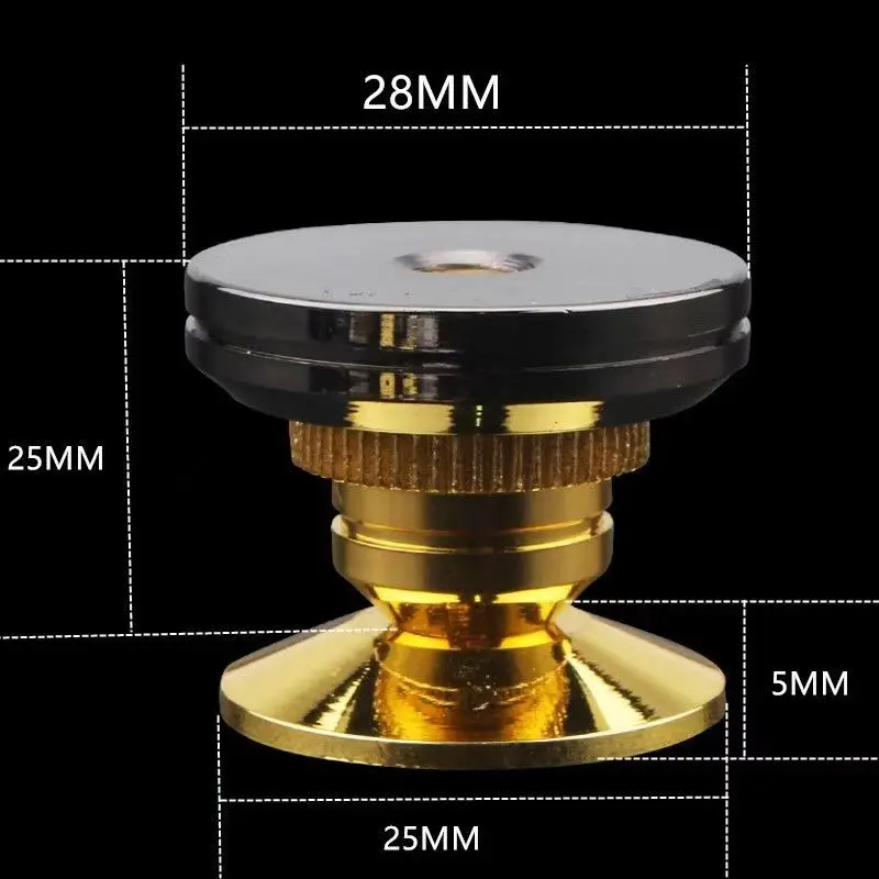 Juego de pinchos de Metal para altavoz chapado en oro, soportes de aleación, amplificador de Subwoofer de CD, pies de aislamiento de tocadiscos con cinta de doble cara, 8 unidades