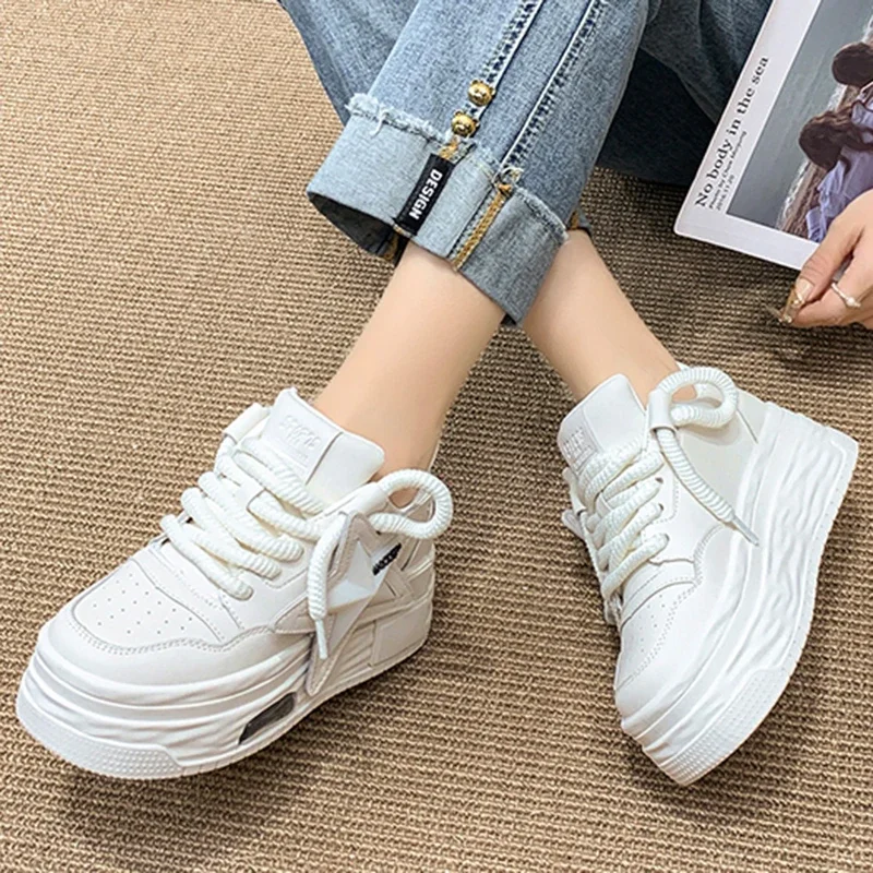 Autumn Women Casual Sneakers Fashion Personalized Stars Shoes 6cm Platform Sports Shoes Outdoor Chunky Jogging Walking Footwear