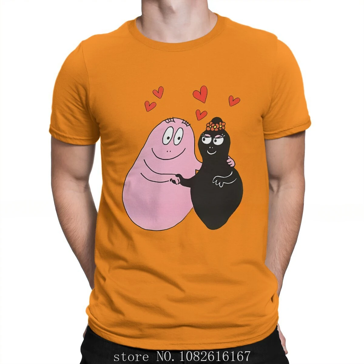 Cotton Oversized Short Sleeve Tops I Love You Barbapapa Tshirt Graphic Punk T shirt Streetwear Homme Pure