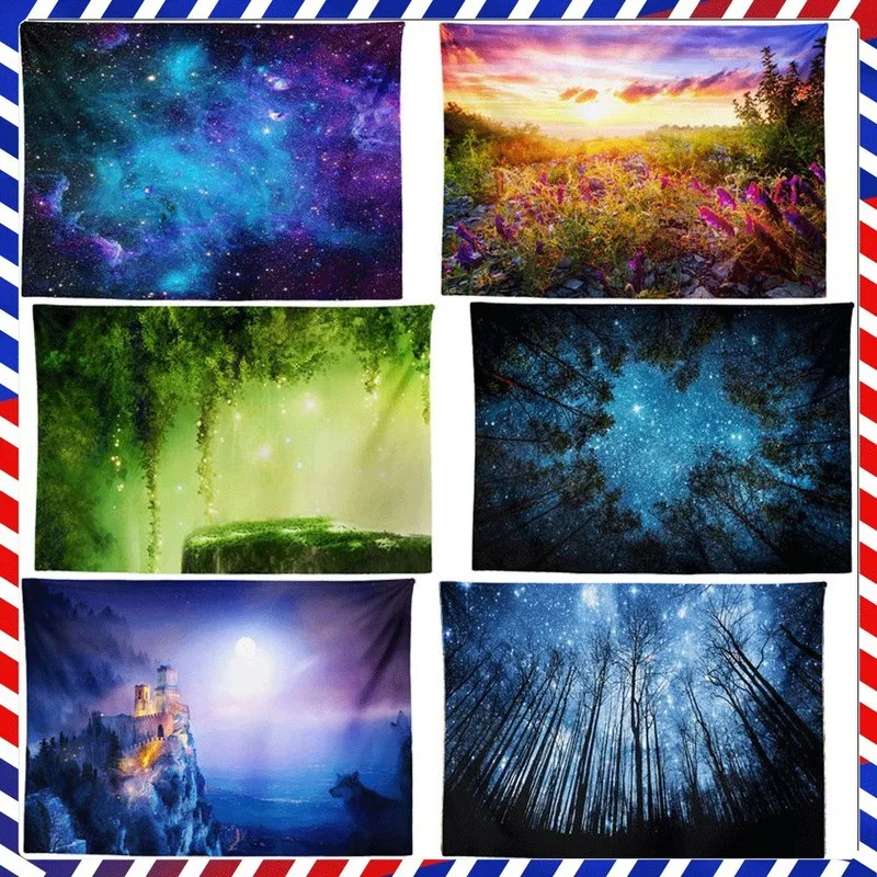 VIKAMA Galaxy Forest Tapestry Starry Night Sky Tree Top View Wall Hanging Cloth for Room Aesthetic Background Home Decor