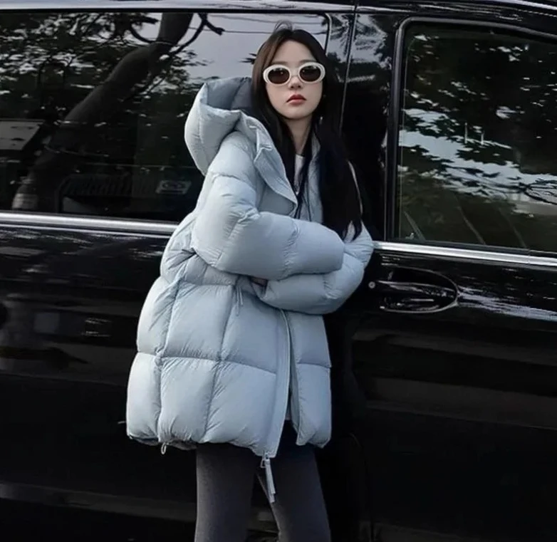 

Верхняя одежда Parker на молнии, пуховик средней длины с капюшоном, женский пуховик на белом утином пуху, женский однотонный толстый теплый пуховик