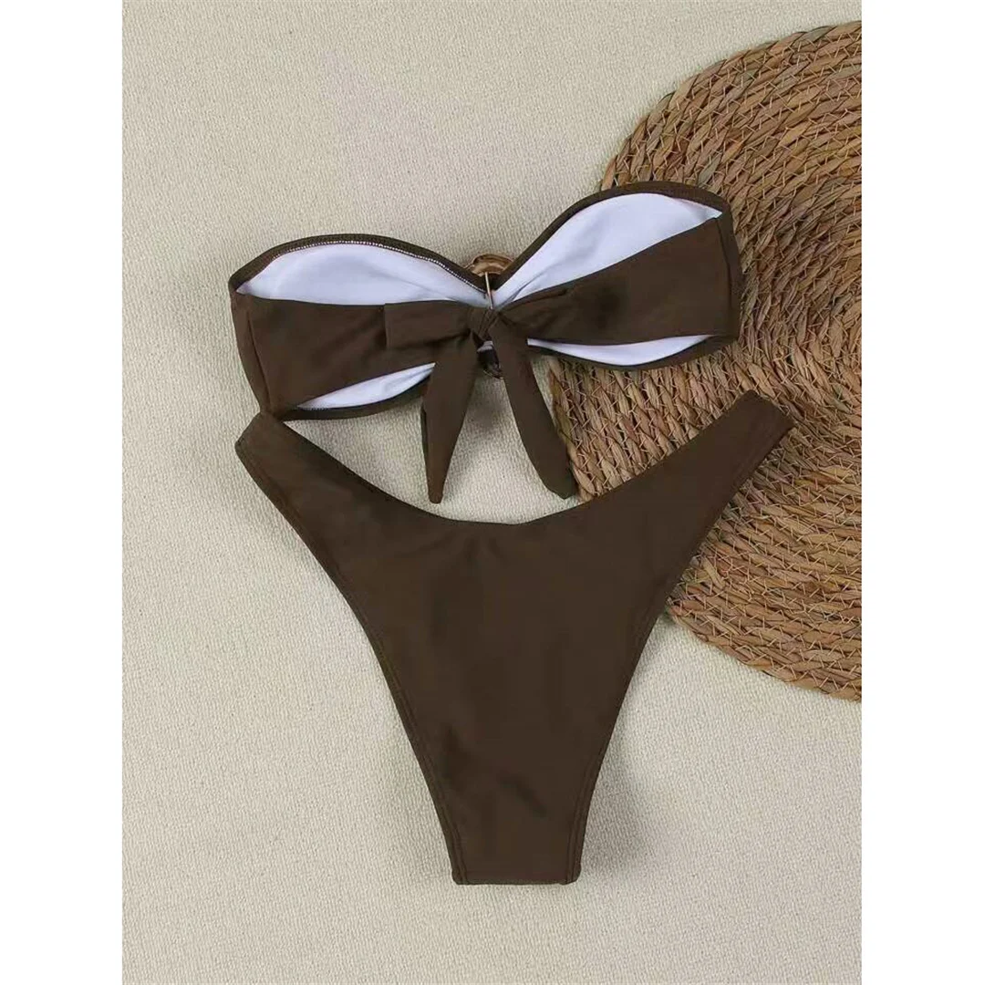 7 Farben Bandeau Metallring Brasilianischer Bikini Damen Badeanzug Frauen Bademode Zweiteiliger Bikini-Set Badeanzug Schwimmanzug V6516 – Detail 35