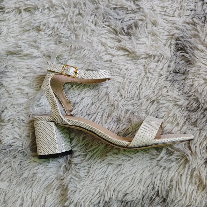 Women Sandals Sexy Silver Gold Summer Open Toe Ankle Strap Comfort Low Block Chunky High Heels Party Dress Pumps Wedding Shoes view 4