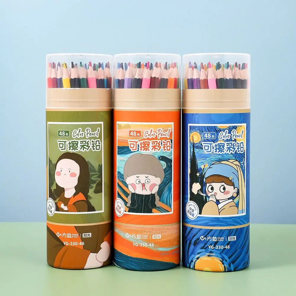 

1 комплект, 12/18/24/36/48 цветов, набор карандашей для рисования на масляной основе с ластиком, канцелярские принадлежности, карандаши для рисования, цветные карандаши