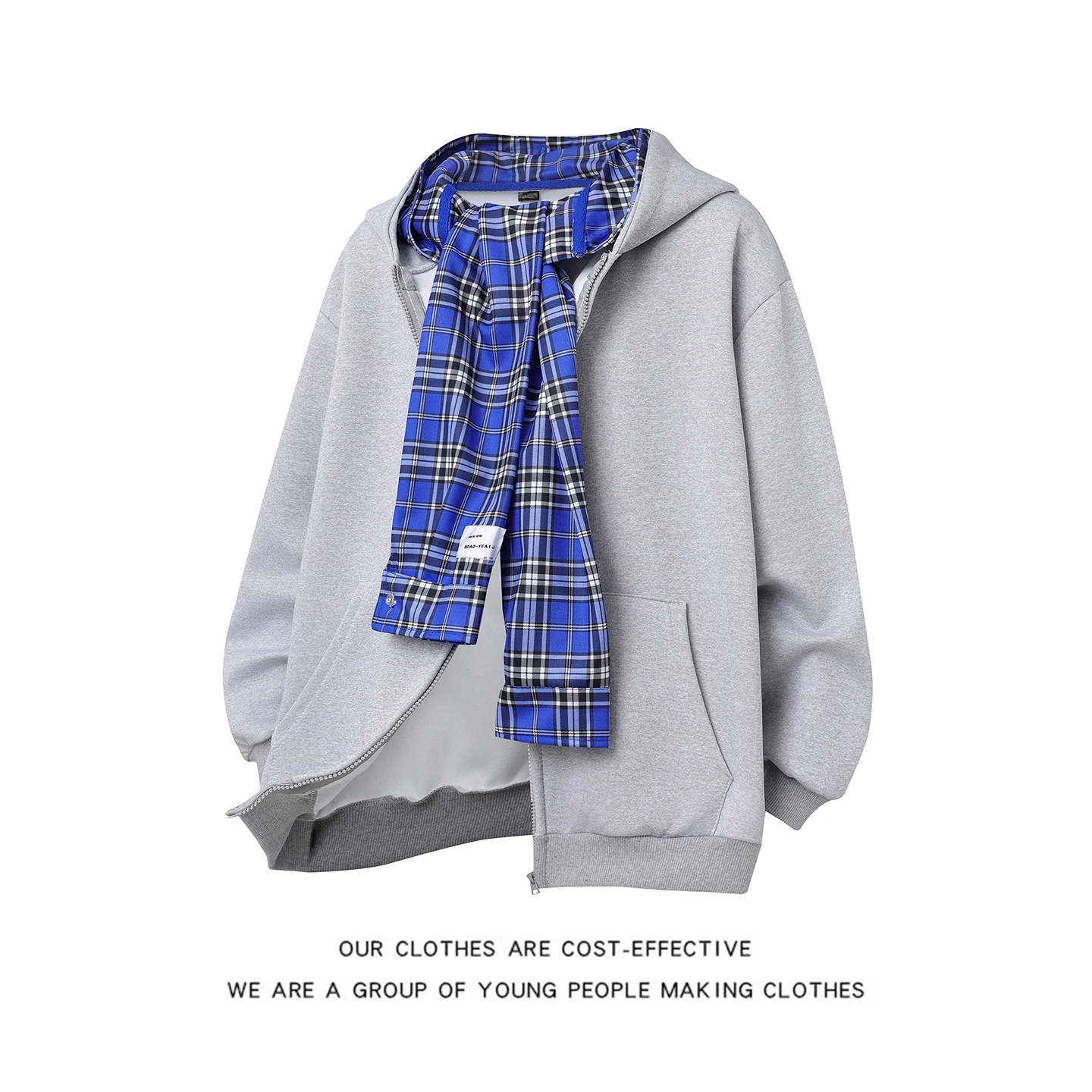 

Мужская толстовка-кардиган в клетку, плотная, в американском стиле, для пар, многослойный дизайн, летняя молодежная мода