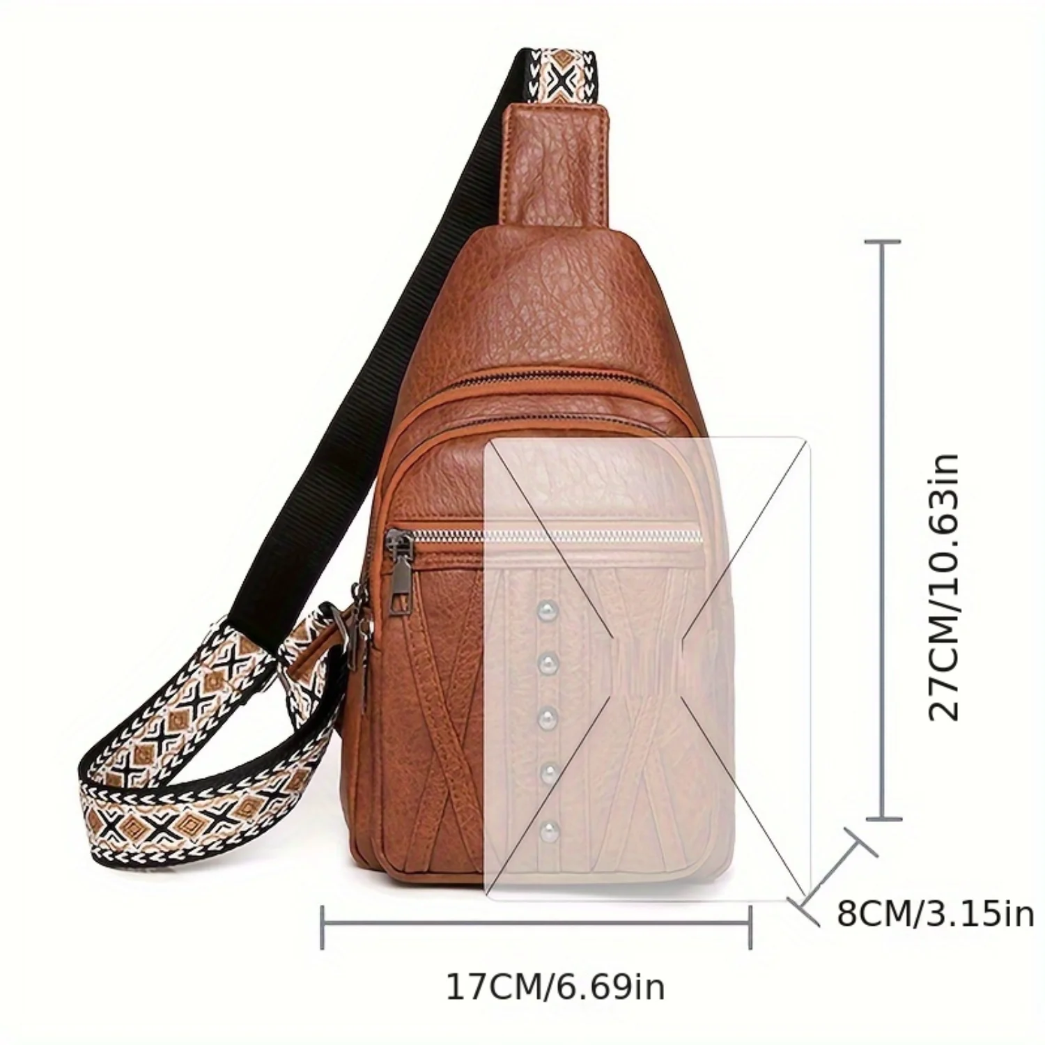 

Fashion Multi Pocket Chest Bag, Retro Crossbody Bag, Women's Casual Sling Shoulder Purse