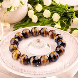 Tiger Eye Bead Bracelet Natural Yoga Charms Vintage Energy Real Beaded Carved Accessories Jewelry Fashion Gemstones Gifts Man